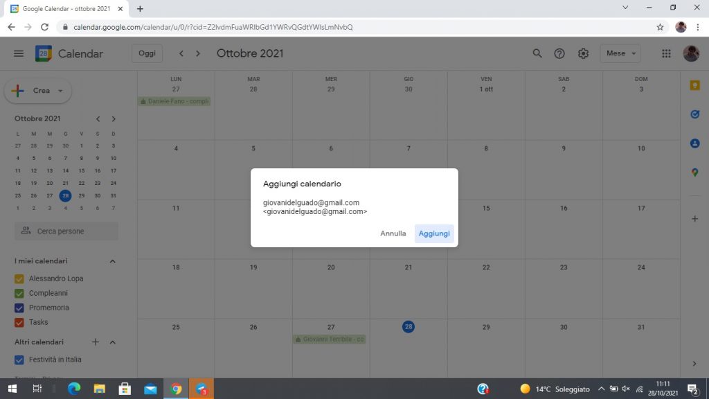 Aggiungere un calendario Google condiviso Alessandro Lopa